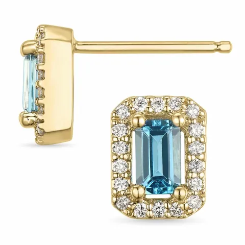 firkantet topas brillantøreringe i 14 karat guld med topas og diamant 