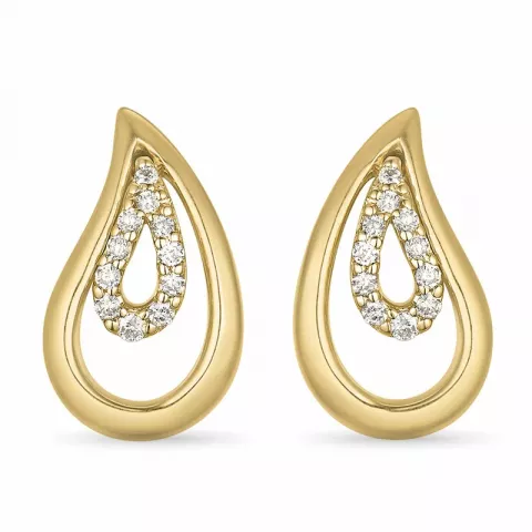 dråbe diamant øreringe i 14 karat guld med diamant 