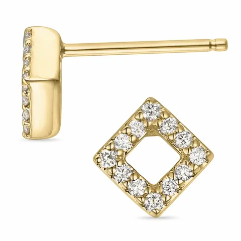 firkantet diamant ørestikker i 14 karat guld med diamant 