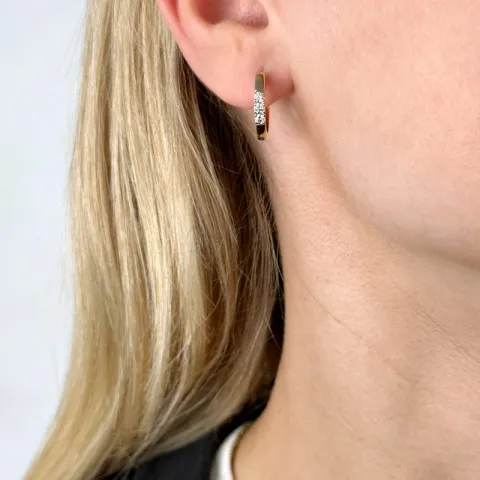 17 mm diamant creoler i 14 karat guld med diamant 