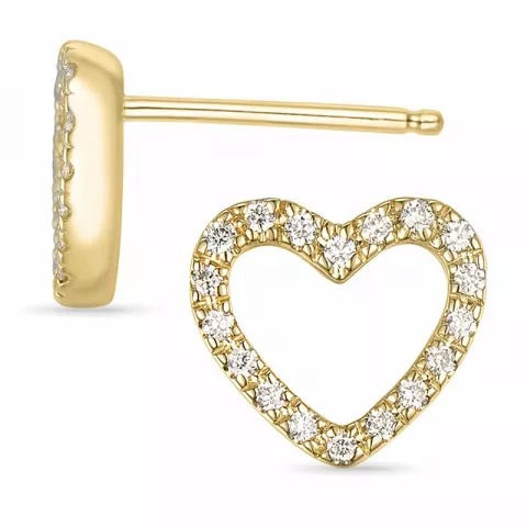 hjerte brillantøreringe i 14 karat guld med diamant 