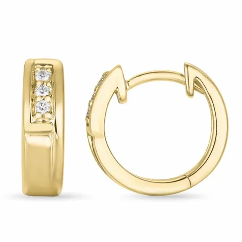 14 mm diamant creoler i 14 karat guld med diamant 