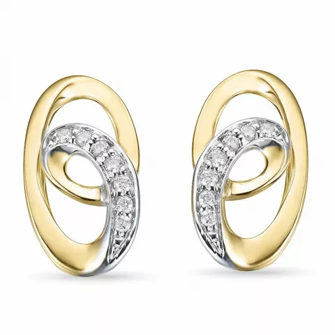 ovale diamant øreringe i 14 karat guld med diamant 