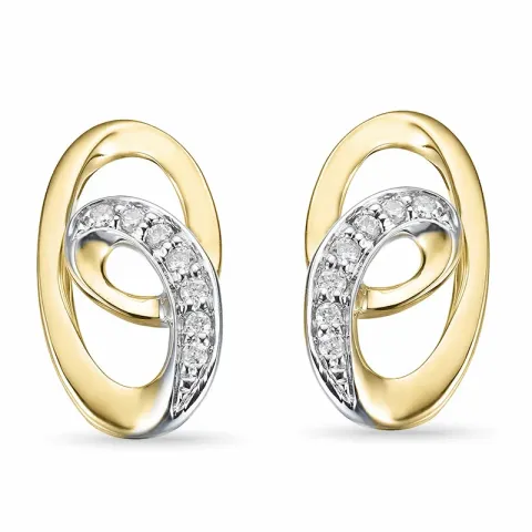 ovale diamant øreringe i 14 karat guld med diamant