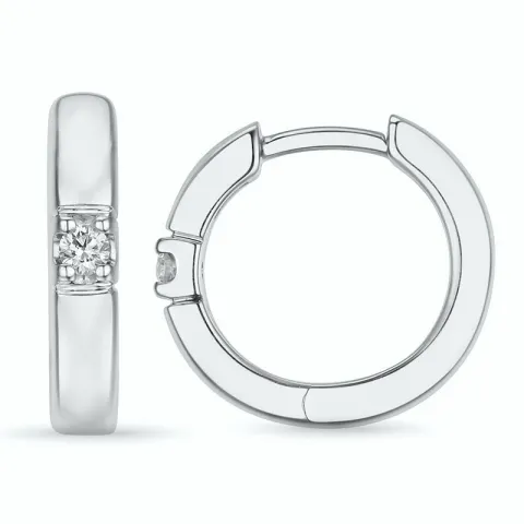 13 mm diamant creoler i 14 karat hvidguld med diamant