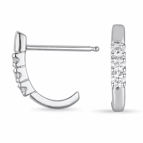diamant halvcreoler i 14 karat hvidguld med diamant 