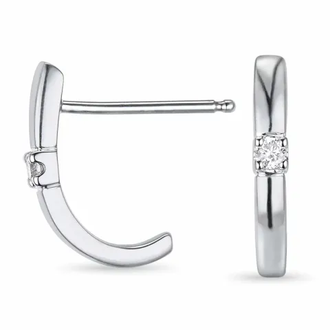 diamant halvcreoler i 14 karat hvidguld med diamant 