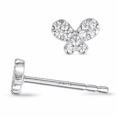 sommerfugle diamant ørestikker i 14 karat hvidguld med diamant 