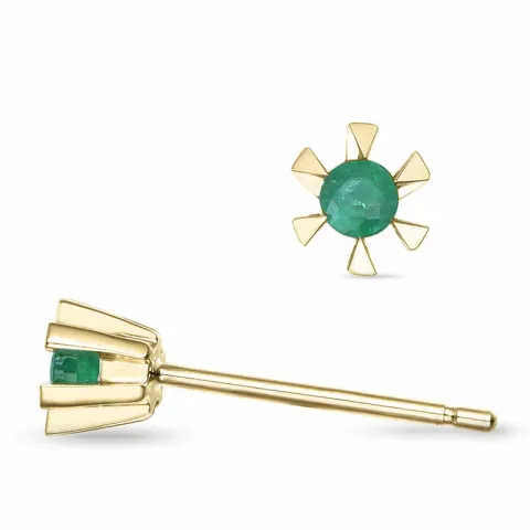 2 x 0,06 ct smaragd solitaireørestikker i 14 karat guld med smaragd 