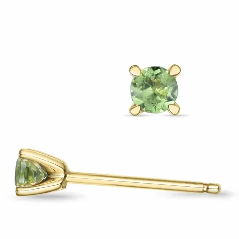 2 x 0,12 ct peridot solitaireørestikker i 14 karat guld med peridot