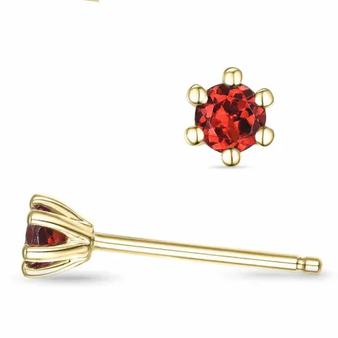 2 x 0,14 ct granat solitaireørestikker i 14 karat guld med granat