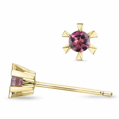 2 x 0,10 ct pink turmalin solitaireørestikker i 14 karat guld med turmalin