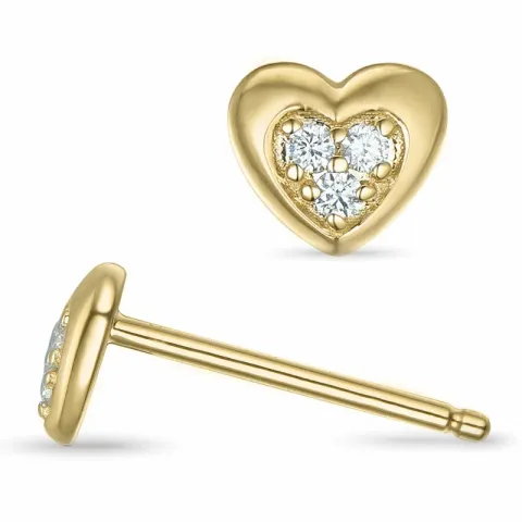 hjerte brillantøreringe i 14 karat guld med diamant