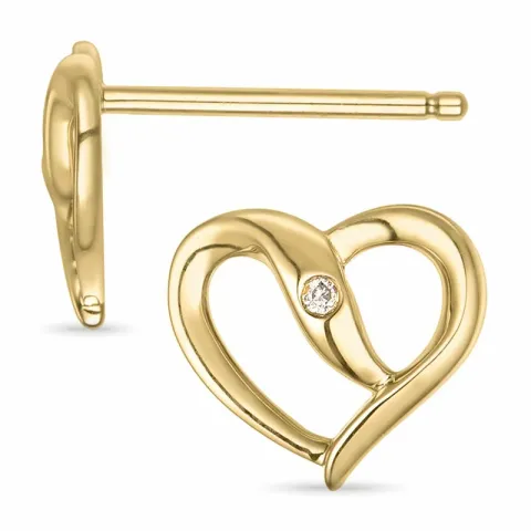 hjerte brillant øreringe i 14 karat guld med diamant