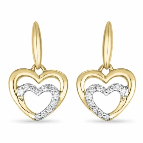 hjerte brillant øreringe i 14 karat guld og hvidguld med diamant