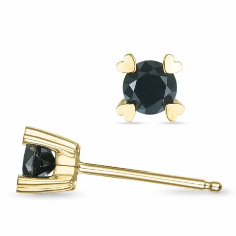 2 x 0,25 ct sorte diamant solitaireørestikker i 14 karat guld med sort diamant