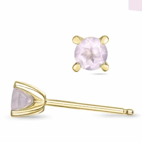 2 x 0,25 ct rosa kvarts solitaireørestikker i 14 karat guld med kvarts