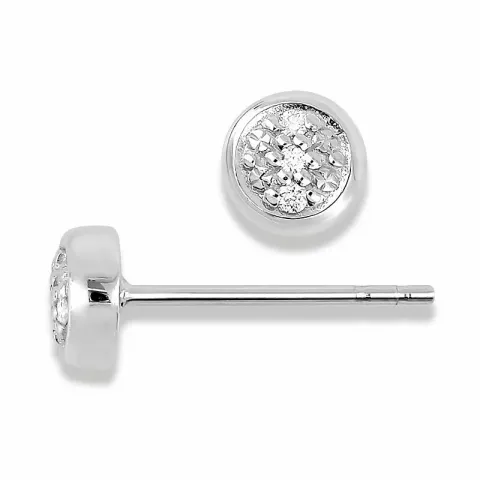 runde brillantøreringe i 14 karat hvidguld med diamant