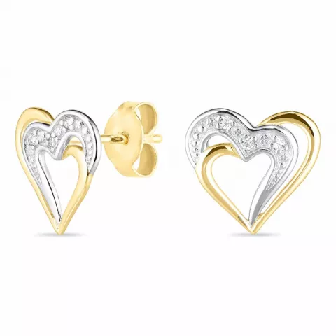 hjerte øreringe i 14 karat guld med rhodium med zirkon