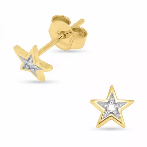 stjerne øreringe i 14 karat guld med rhodium med zirkon