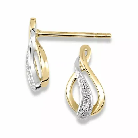 Diamant ørestikker i 14 karat guld med rhodium med diamant