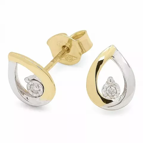 dråbe diamant øreringe i 14 karat guld med rhodium med diamant 