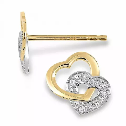 Hjerte diamant øreringe i 14 karat guld med rhodium med diamanter 