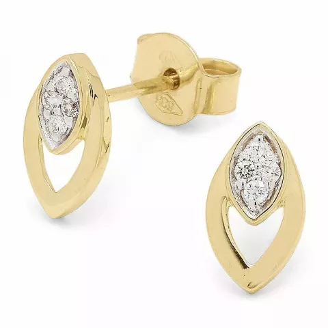 ovale diamant ørestikker i 14 karat guld med rhodium med diamant 