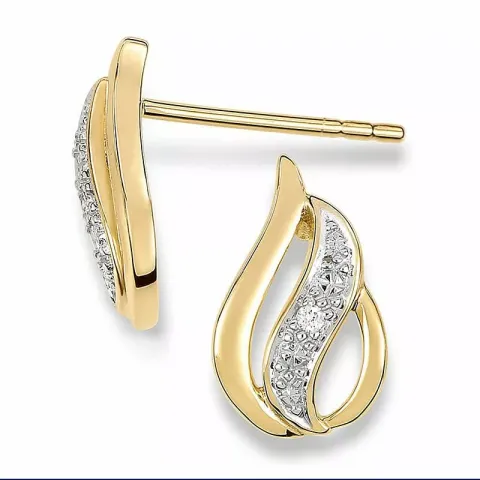 dråbe diamantøreringe i 14 karat guld med rhodium med diamant