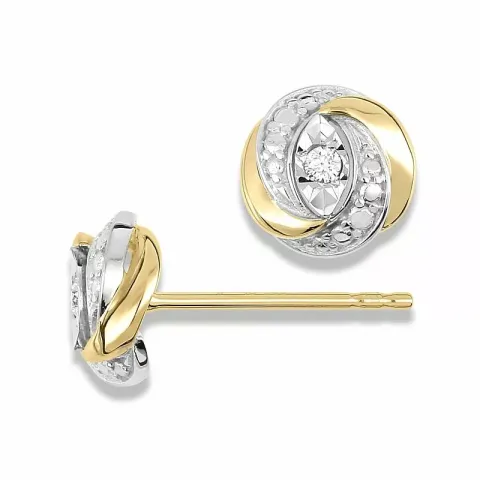runde diamantøreringe i 14 karat guld med rhodium med diamant