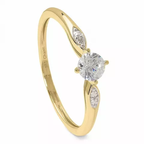 Elegant smal zirkon ring i 14 karat guld med rhodium