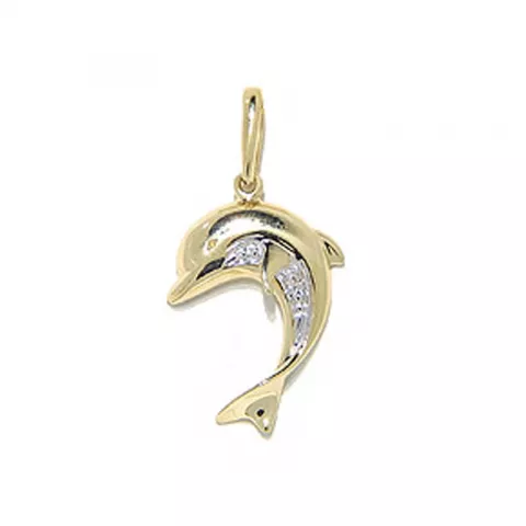 delfin vedhæng i 14 karat guld med rhodium