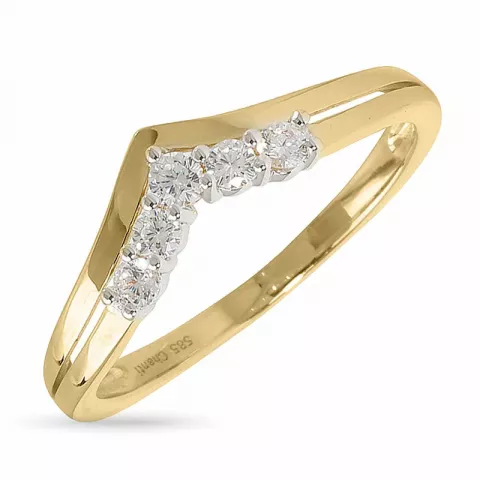 Elegant hvid zirkon ring i 14 karat guld med rhodium