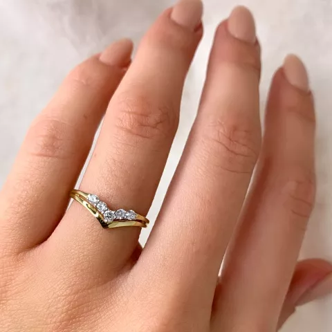 Elegant hvid zirkon ring i 14 karat guld med rhodium