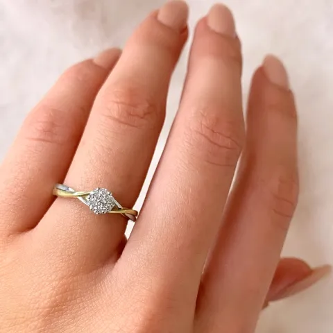hvid zirkon ring i 14 karat guld med rhodium