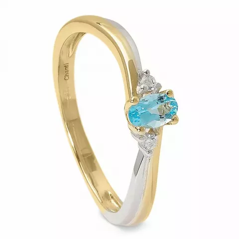 Enkel blå topas ring i 14 karat guld med rhodium