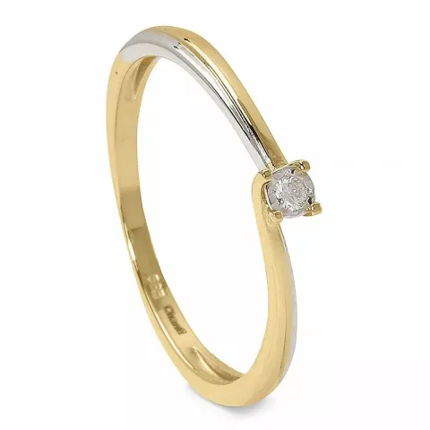 diamant ring i 14 karat guld med rhodium 0,02 ct