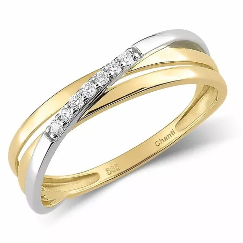 diamantring i 14 karat guld med rhodium 0,056 ct