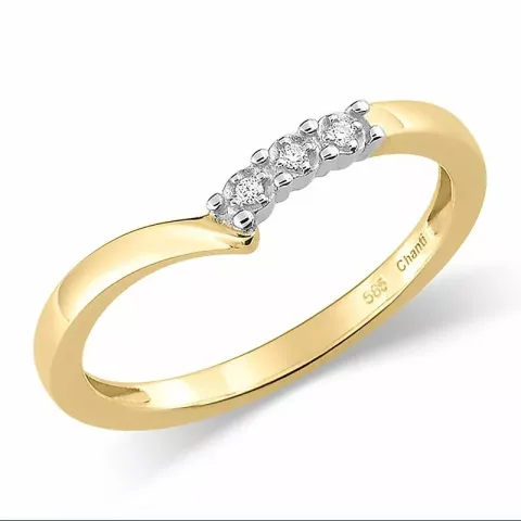 diamantring i 14 karat guld med rhodium 0,015 ct