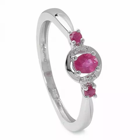Elegant rubin ring i 14 karat hvidguld  0,016 ct