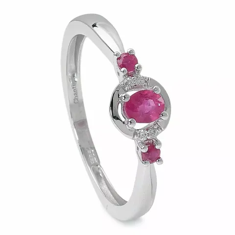 Elegant rubin ring i 14 karat hvidguld 0,016 ct