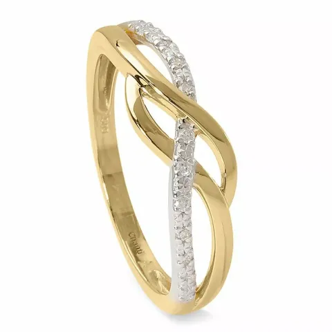 Ring i 14 karat guld med rhodium 0,036 ct