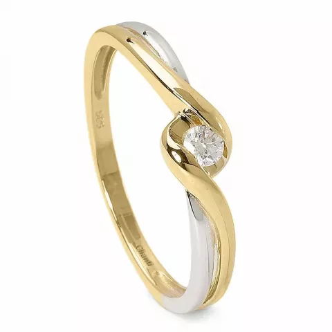 Enkel diamant guld ring i 14 karat guld med rhodium 0,08 ct