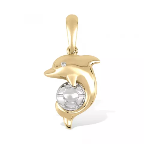 delfin vedhæng i 14 karat guld med rhodium