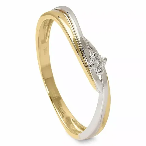 Smal diamant ring i 14 karat guld med rhodium 0,05 ct