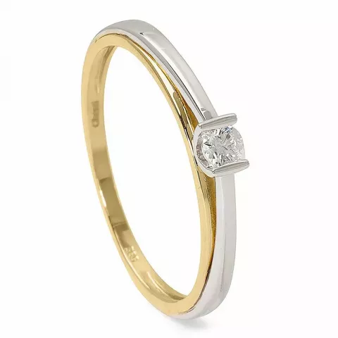 Elegant diamant guld ring i 14 karat guld med rhodium 0,08 ct