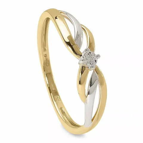 Enkel diamantring i 14 karat guld med rhodium 0,01 ct