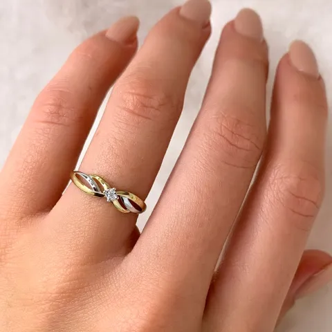 Enkel diamantring i 14 karat guld med rhodium 0,01 ct