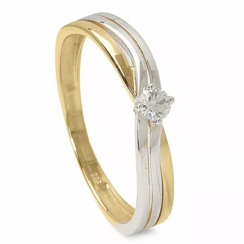 ægte diamant guld ring i 14 karat guld med rhodium 0,019 ct