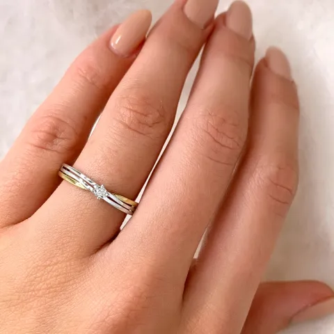 ægte diamant guld ring i 14 karat guld med rhodium 0,019 ct